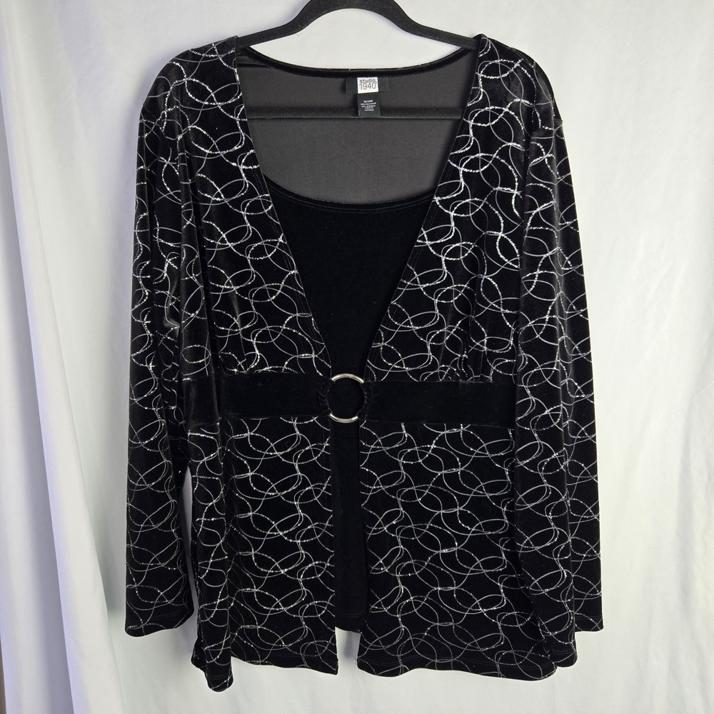 Vintage Studio 1940 Sparkle Top Velour Party 18/20W Whimsigoth Maximalist‎ Glam